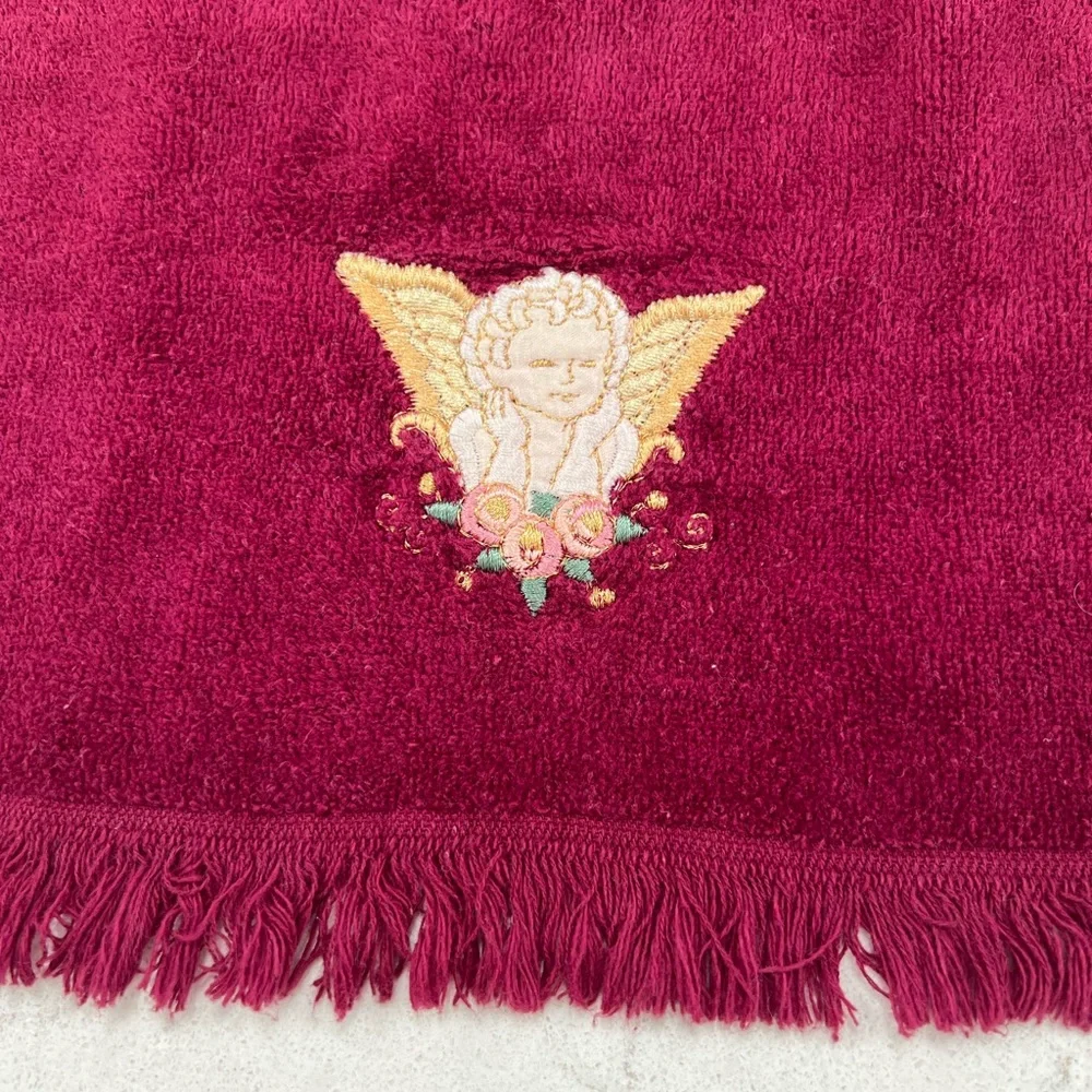 Fingertip Towel with Cherub Angel Appliqué